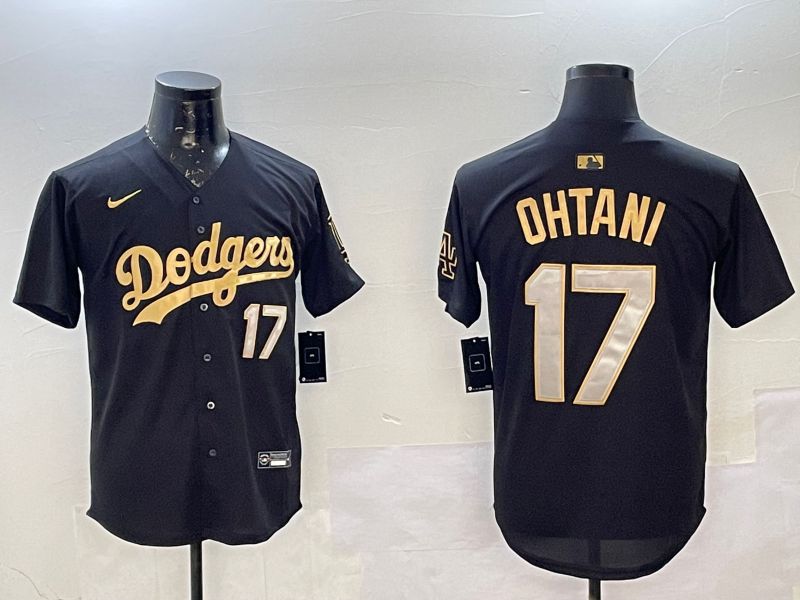 Men Los Angeles Dodgers #17 Ohtani Black Gold Game 2025 Nike MLB Jersey style 0225